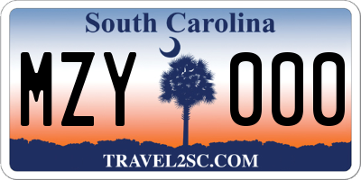 SC license plate MZY000
