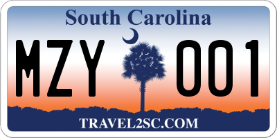 SC license plate MZY001