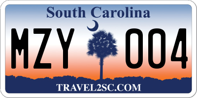SC license plate MZY004