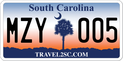 SC license plate MZY005