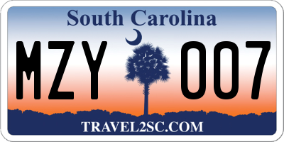 SC license plate MZY007
