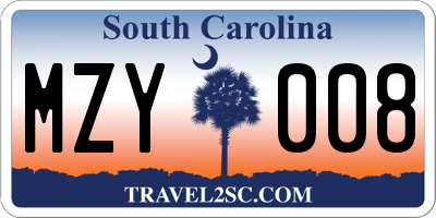 SC license plate MZY008