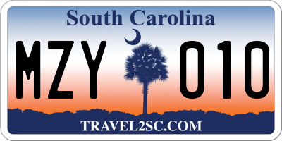 SC license plate MZY010