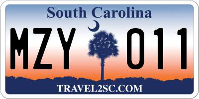 SC license plate MZY011