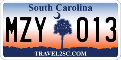 SC license plate MZY013