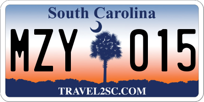 SC license plate MZY015