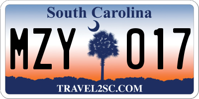 SC license plate MZY017