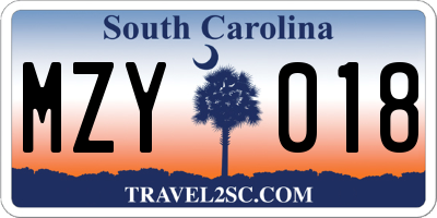 SC license plate MZY018
