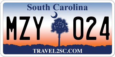 SC license plate MZY024