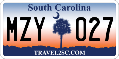 SC license plate MZY027