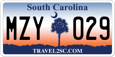 SC license plate MZY029