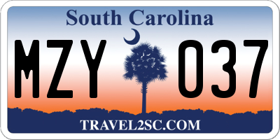 SC license plate MZY037