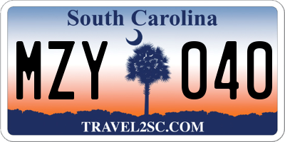 SC license plate MZY040