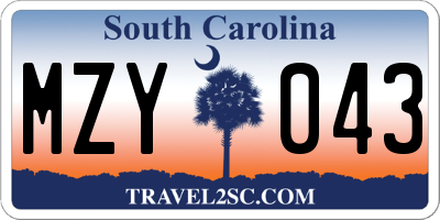 SC license plate MZY043