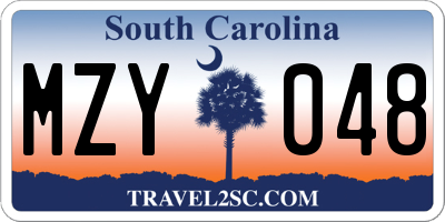 SC license plate MZY048