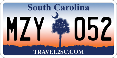 SC license plate MZY052