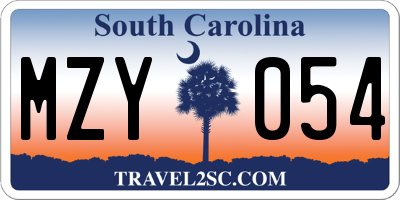 SC license plate MZY054