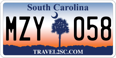 SC license plate MZY058