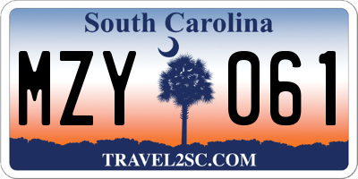 SC license plate MZY061