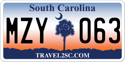 SC license plate MZY063