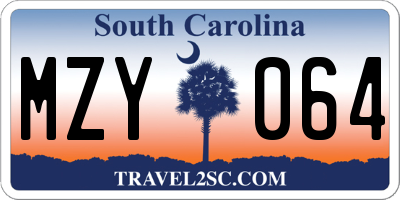 SC license plate MZY064