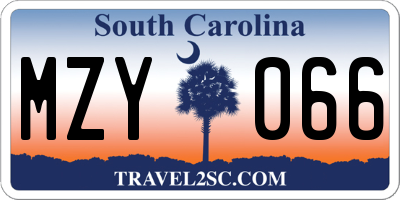 SC license plate MZY066