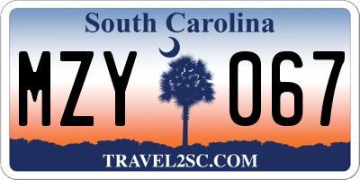 SC license plate MZY067