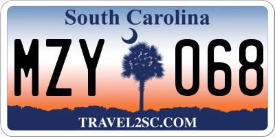 SC license plate MZY068