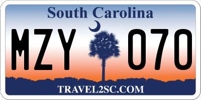 SC license plate MZY070