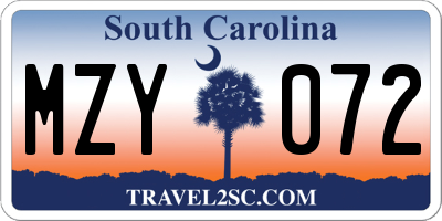 SC license plate MZY072