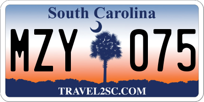 SC license plate MZY075