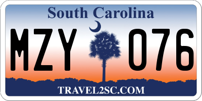 SC license plate MZY076