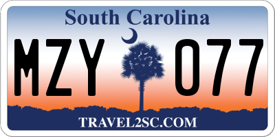SC license plate MZY077