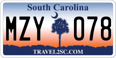 SC license plate MZY078