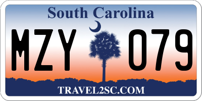 SC license plate MZY079