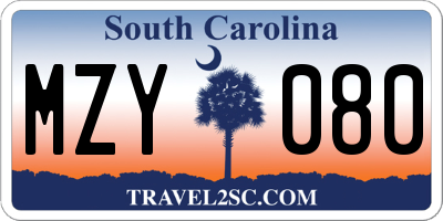 SC license plate MZY080