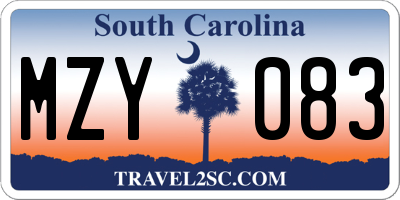 SC license plate MZY083