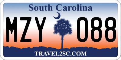 SC license plate MZY088