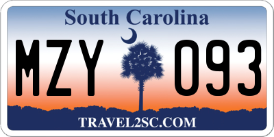 SC license plate MZY093