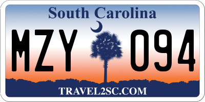 SC license plate MZY094