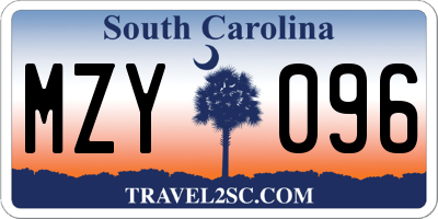 SC license plate MZY096