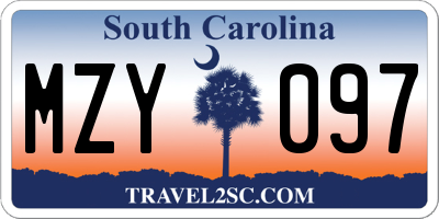 SC license plate MZY097
