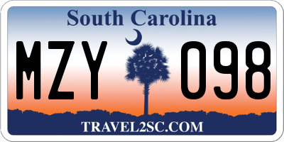 SC license plate MZY098