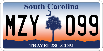 SC license plate MZY099