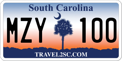 SC license plate MZY100