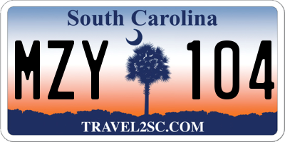 SC license plate MZY104