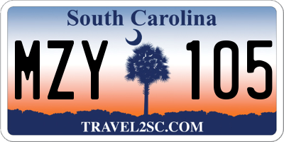 SC license plate MZY105
