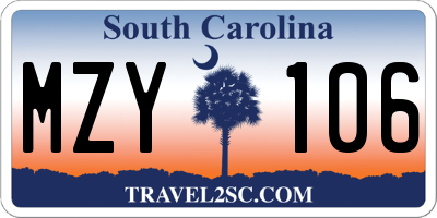 SC license plate MZY106