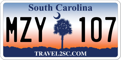 SC license plate MZY107