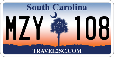 SC license plate MZY108